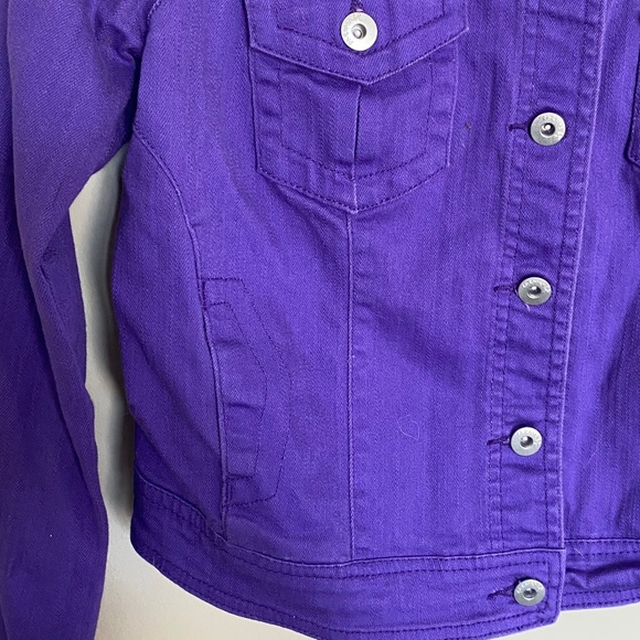 One World Purple Denim Jacket with Metal Studded Detail, Size M - Picture 2 of 12
